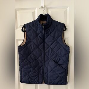 Men’s J.Crew blue quilted Walker Vest outerwear zip closure hand pockets size S